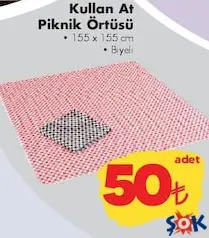 KULLAN AT PİKNİK ÖRTÜSÜ 155X155 CM indirimli fiyat KULLAN AT PİKNİK ÖRTÜSÜ 155X155 CM fiyat ve kampanya bilgisi
